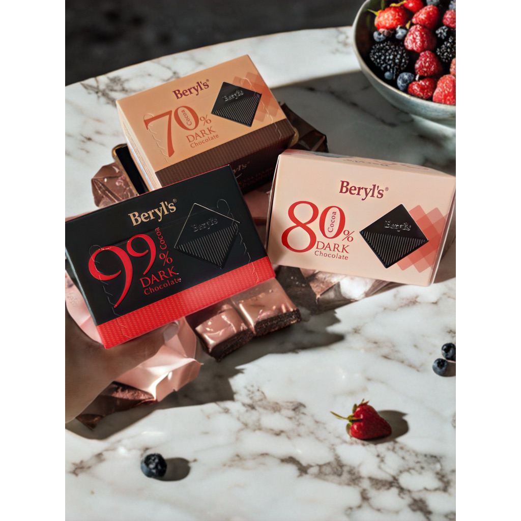 Beryl's 70%/80%/99% Cacao Dark Chocolate 70%/80%/99%可可含量黑巧克力 60g ...