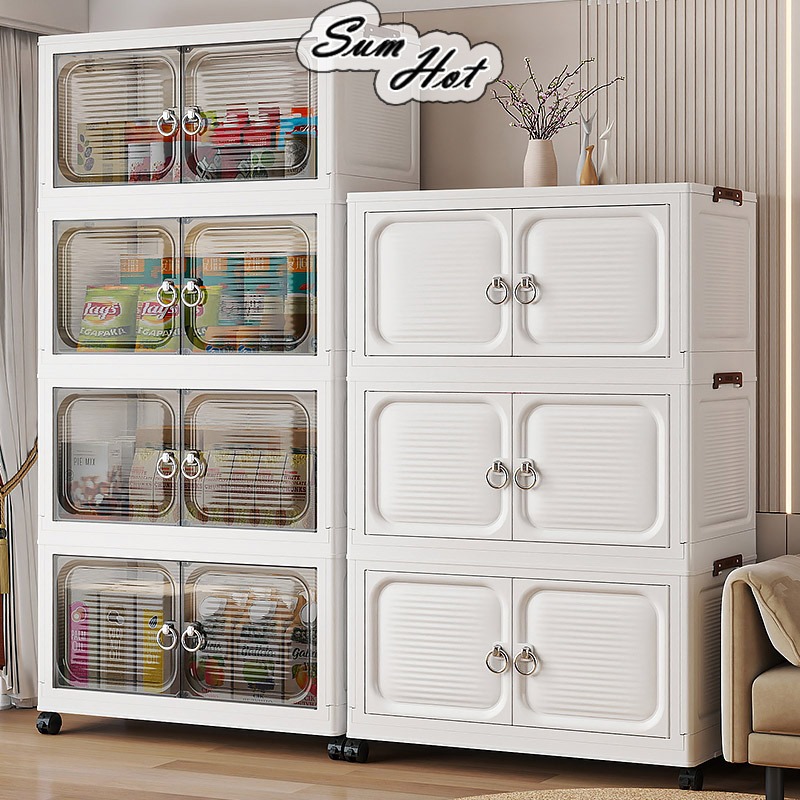 2/3/4/5 Tier Foldable Storage Cabinet With Wheels Multi-Function ...