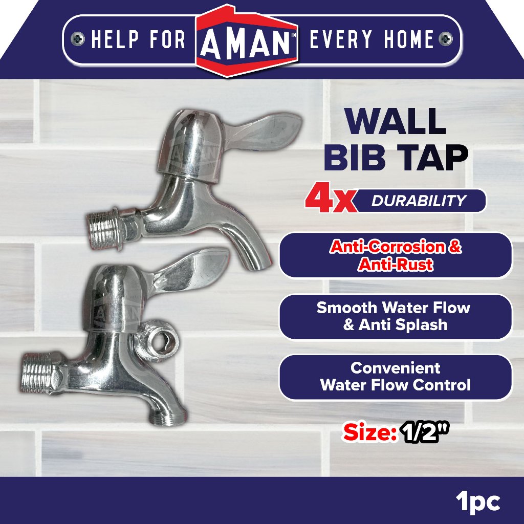 Wall Bib Tap Stainless Steel Water Tap Anti Rust Wall Faucet Kepala ...