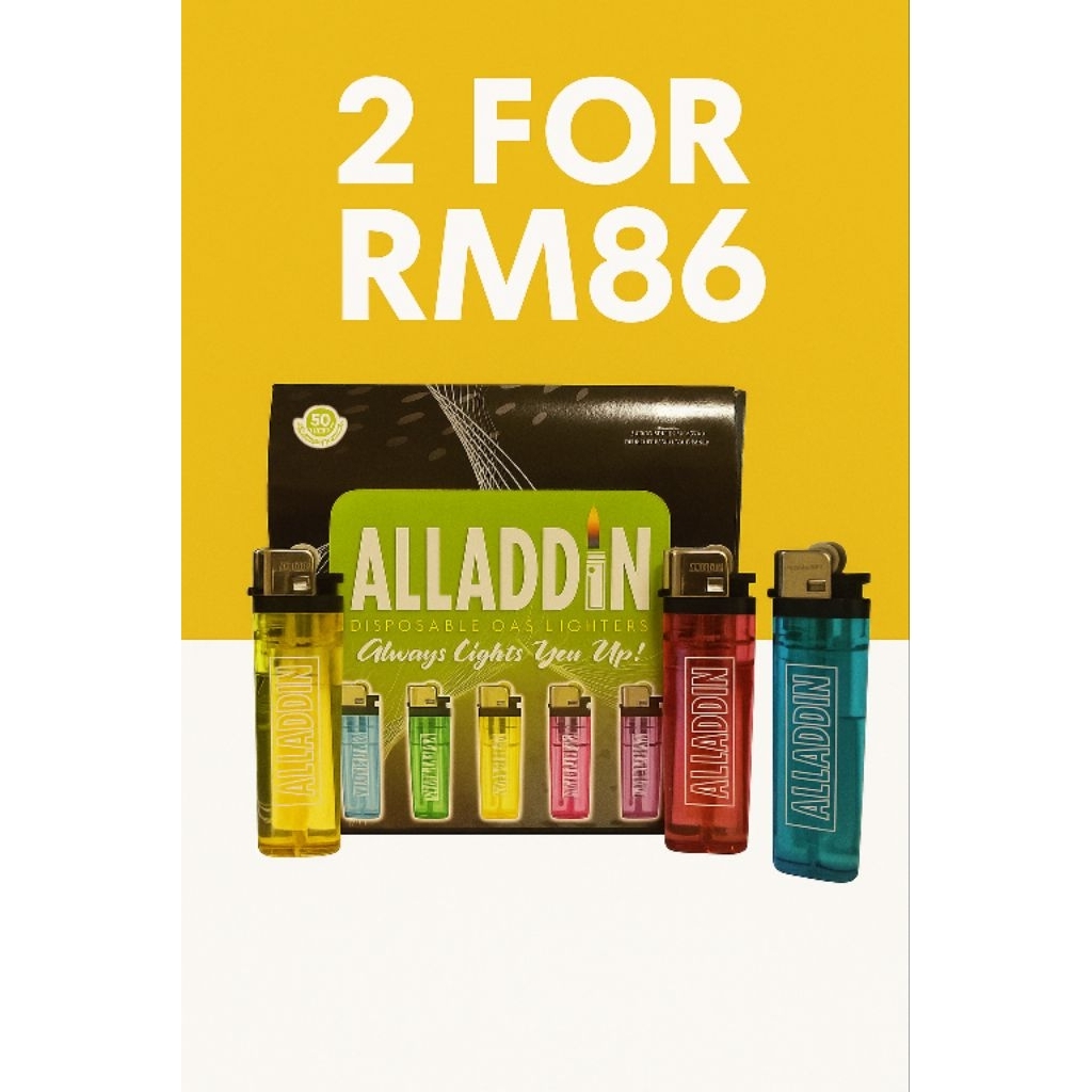 ORIGINAL ALLADDIN DISPOSABLE LIGHTER DKSH MALAYSIA ORIGINAL 100PCS SET ...