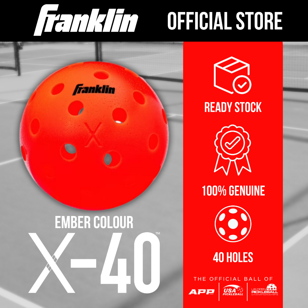 Franklin Sports X-40 Ember Outdoor Pickleballs 40 Holes with Logo ...