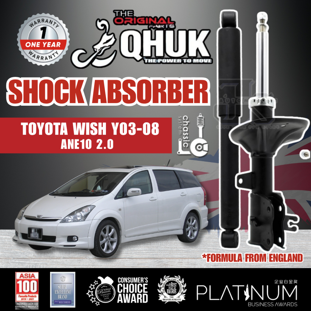 QHUK ORIGINAL TOYOTA WISH ANE10 2.0 Shock Absorber FRONT & REAR DEPAN ...