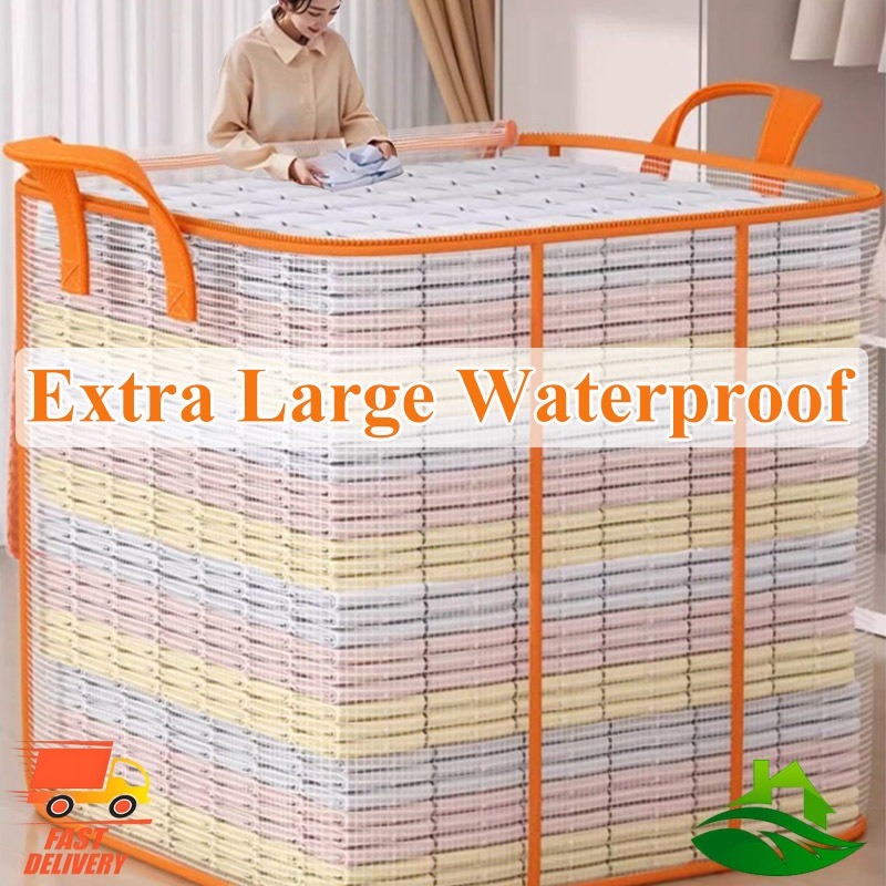 330L Mega Large Storage Box Waterproof Transparent Foldable Quilt Bag ...