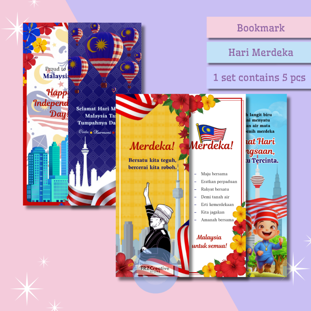 5 pcs BOOKMARK HARI MERDEKA Penanda Buku | Shopee Malaysia