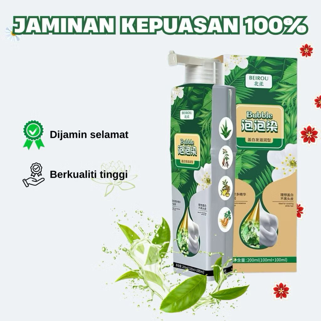 Beirou Herbal Shampoo untuk Pewarna Rambut dan Syampu Rambut Hitam ...