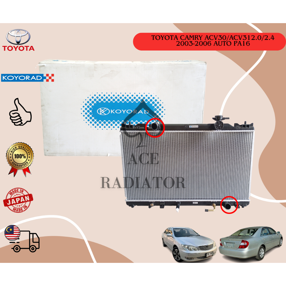 TOYOTA CAMRY ACV30/ACV31 2.0/2.4 2003-2006 AUTO 1ROW-PA16 RADIATOR ...