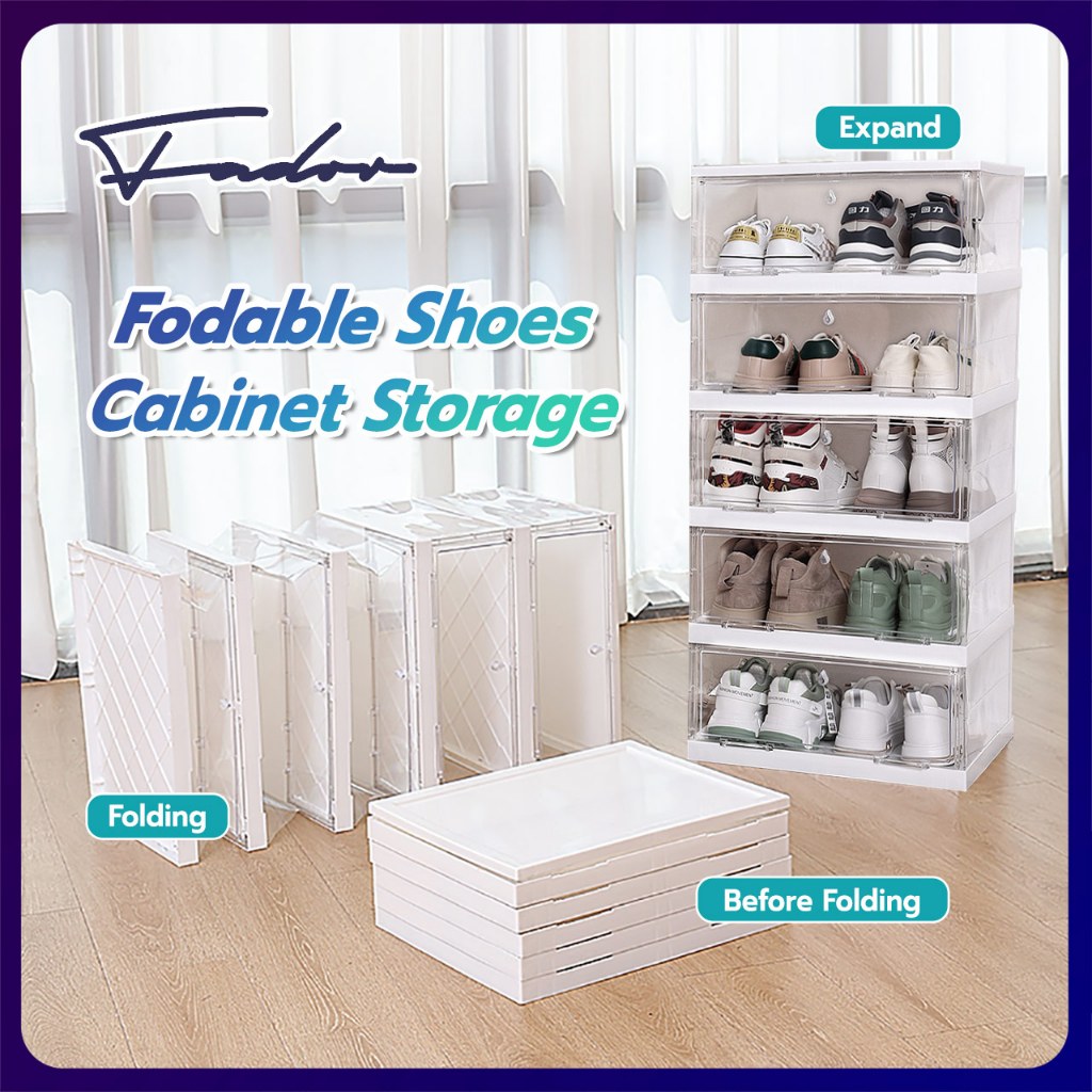 【Installation-Free】 Foldable Shoe Rack Folding Shoe Cabinet Rak Kasut ...