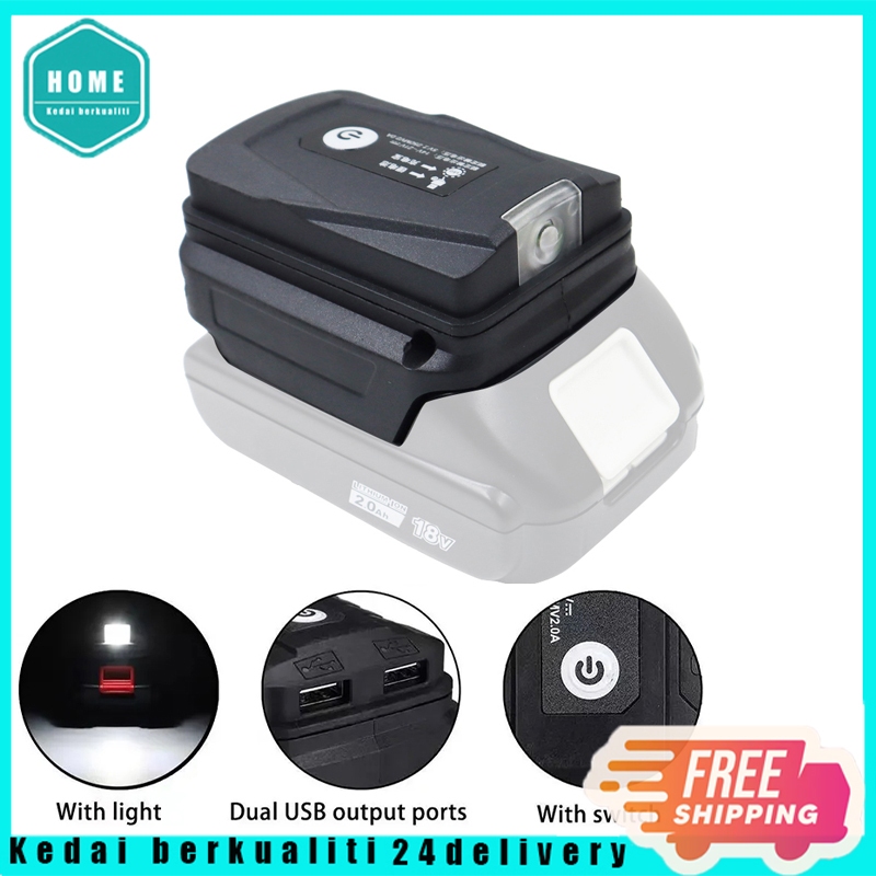 Battery Adapter with LED Light for 18V Li-ion Battery Dual USB Output ...