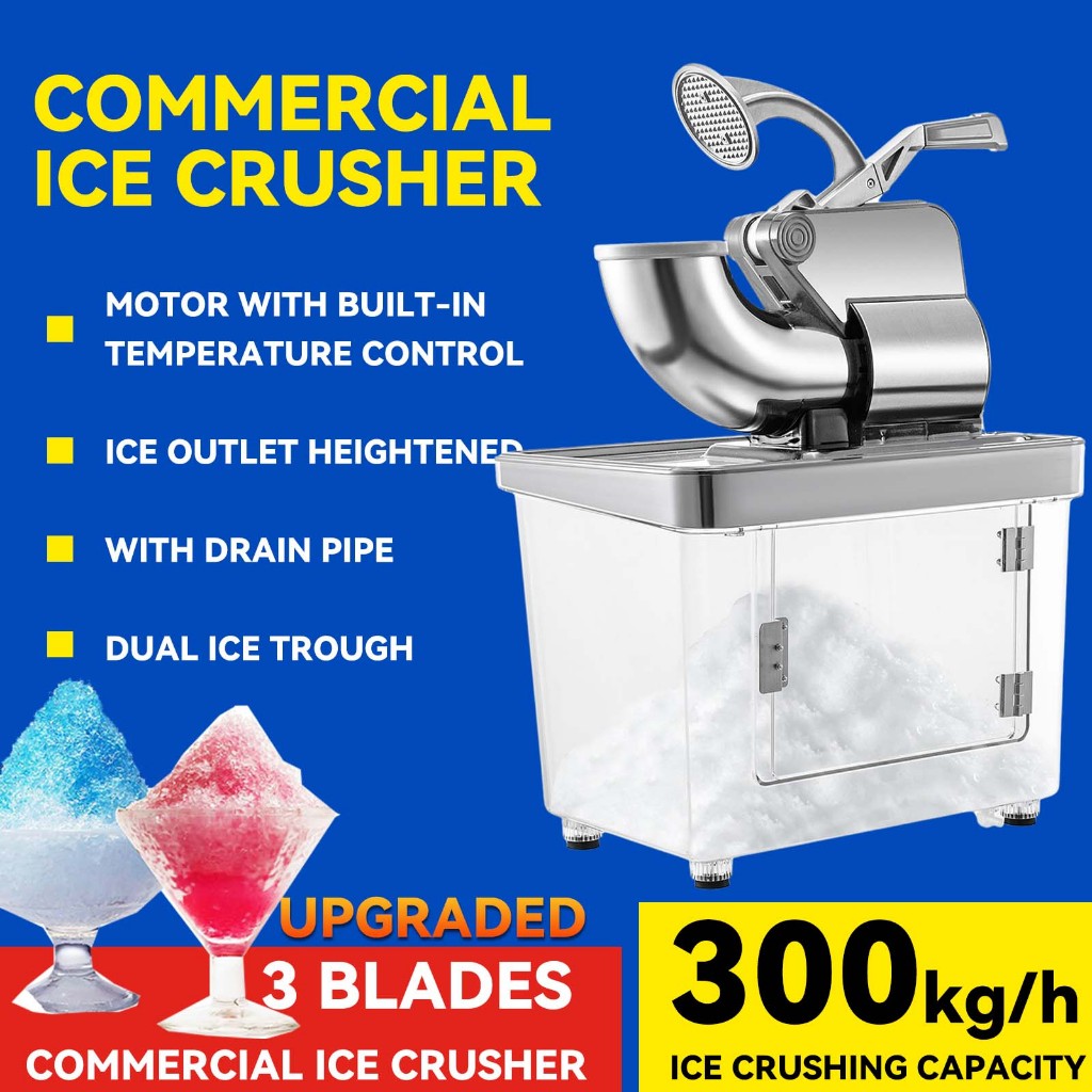 SUKINBO 300KG 3 Blades Commercial Ice Crusher Machine ABC Ice Shaver ...
