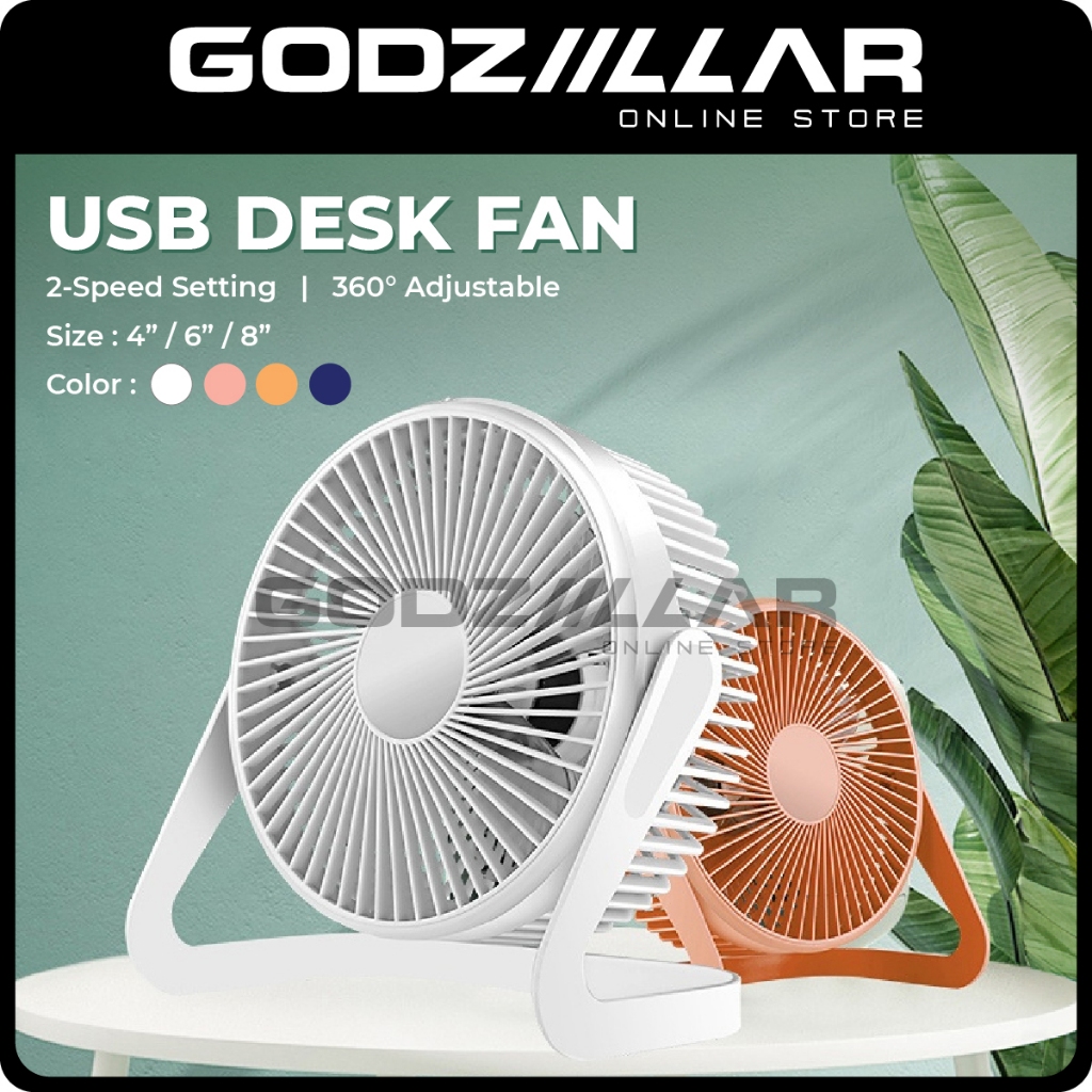 4”/6”/8” USB Desk Fan 360° Rotation Table Fan Adjustable Portable Fan ...
