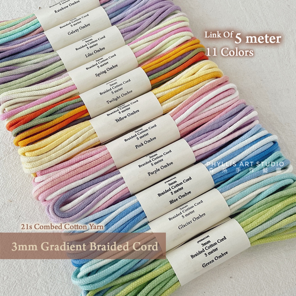 [5meter] 3mm Gradient Braided Cord | Premium Macrame Rope | Multi-color ...