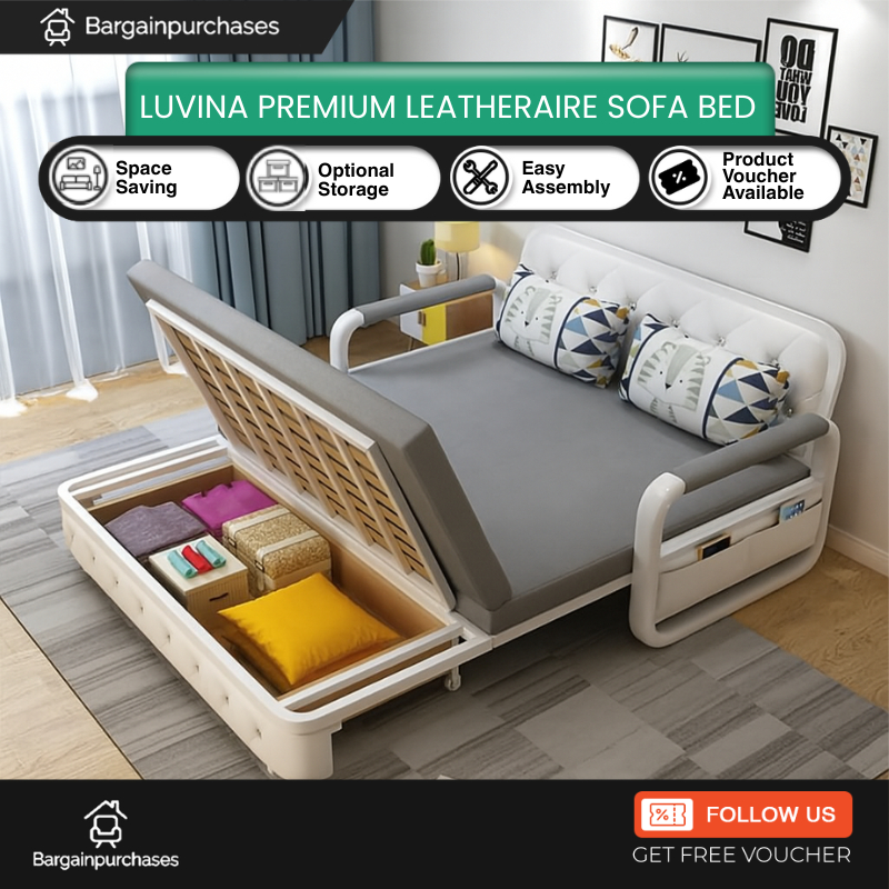 LUVINA Premium Leatheraire Sofa Bed Katil Foldable - Modern & Space ...