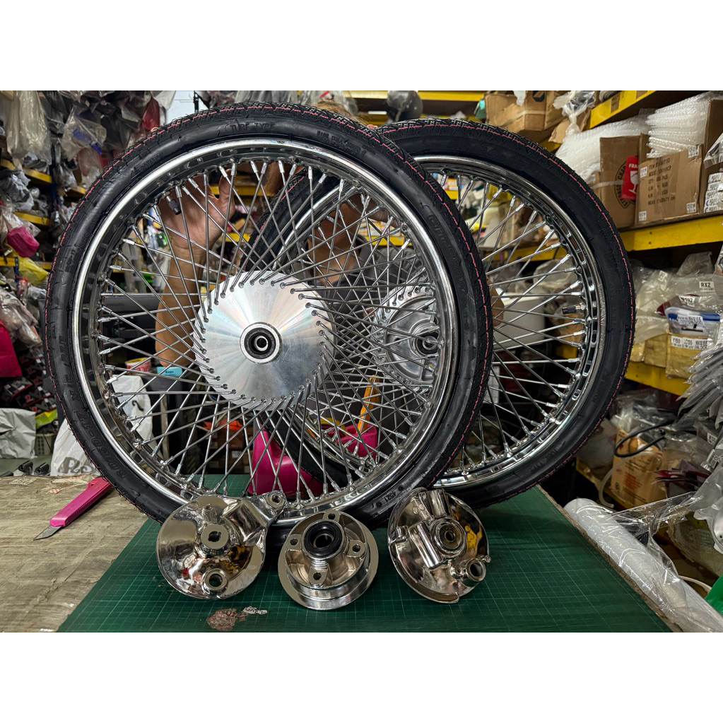 HONDA C70 GBO GBOJ RIM 72HOLE TEGAK FULL CHROME SET SIAP TYRE Siap ...