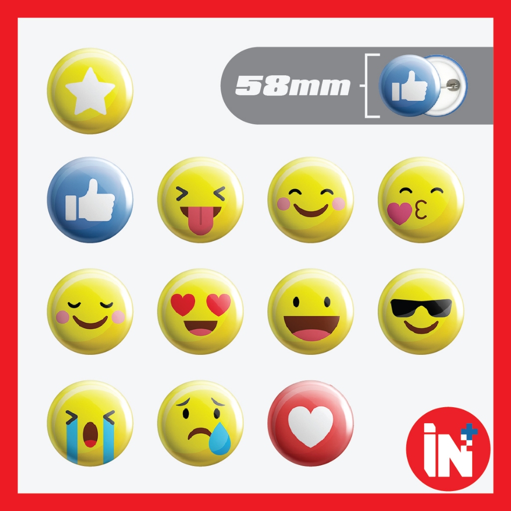 Button Badge Emoticon 58mm Pin door gift Happy Smile FB Like Love ...