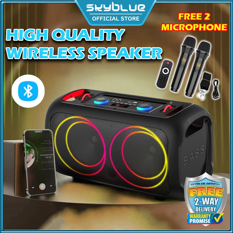 Skyblue Portable Bass Bluetooth Speaker LED RGB Light Spiker With 2 ...