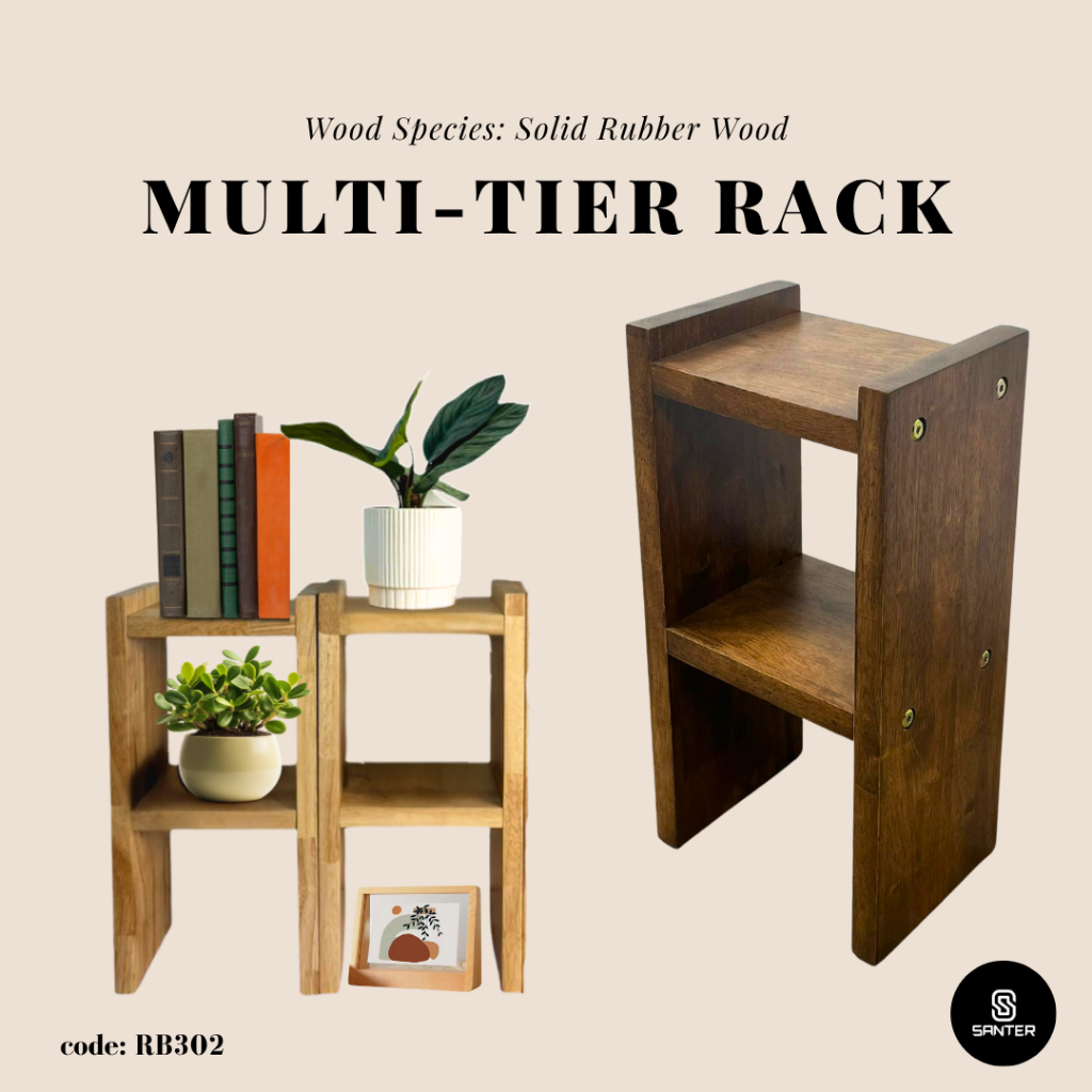 RB302. Solid Rubber Wood Kitchen Storage Rack / Multi-Tier Rack ...
