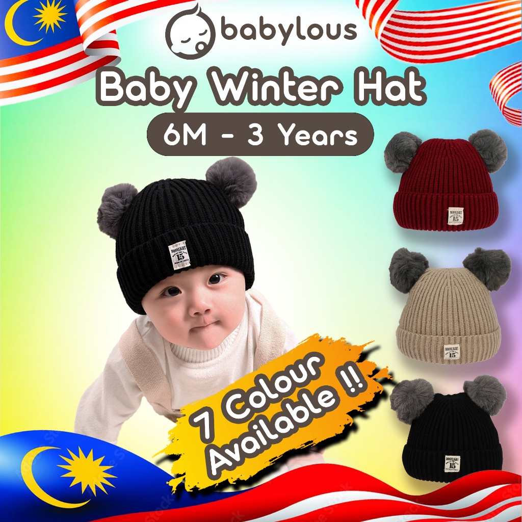 Korean Style Baby Hat Baby Beanie Topi Bayi Budak Kids Winter Snow Hat ...