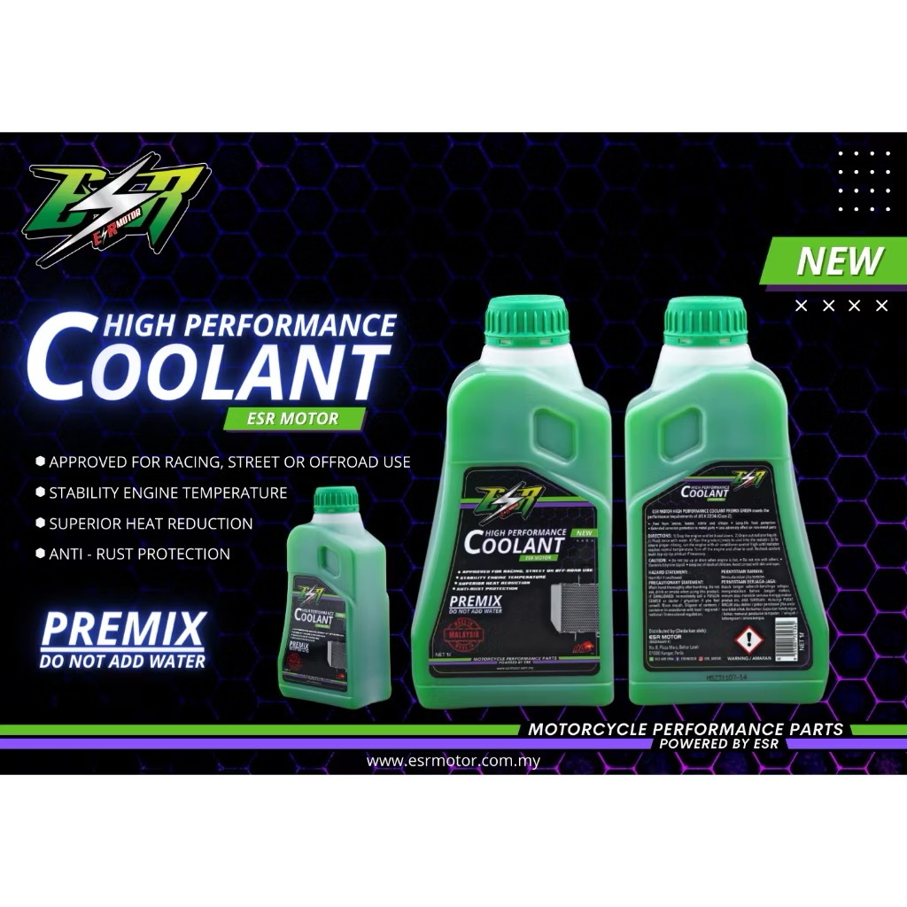 100% ORIGINAL ESR COOLANT HIGH PERFORMANCE COOLANT PREMIX 1L 1 LITRE ...