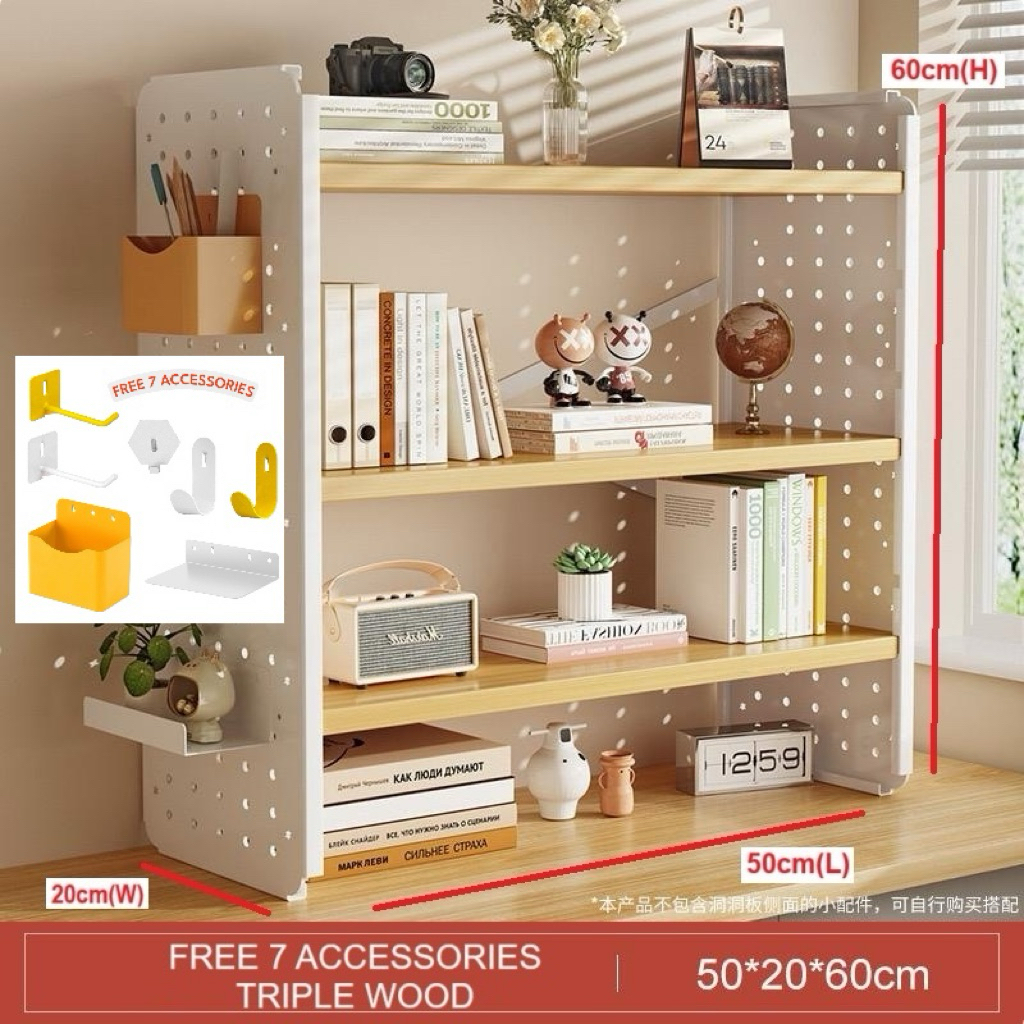 [Free Accessories Hook] 3 Layer 2 Layer Desktop Rack Desk Storage Stand ...