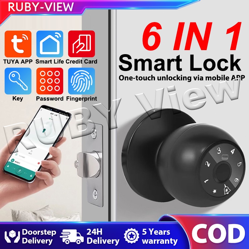 RUBY TUYA App Fingerprint Smart Door Handle Fingerprint Biometric Door ...