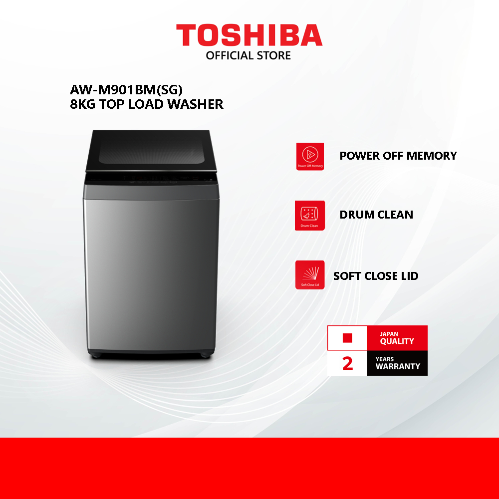 Toshiba AW-M901BM(SG) 8.0 KG Top Load Washing Machine (Silver) / Mesin Basuh/ 洗衣机