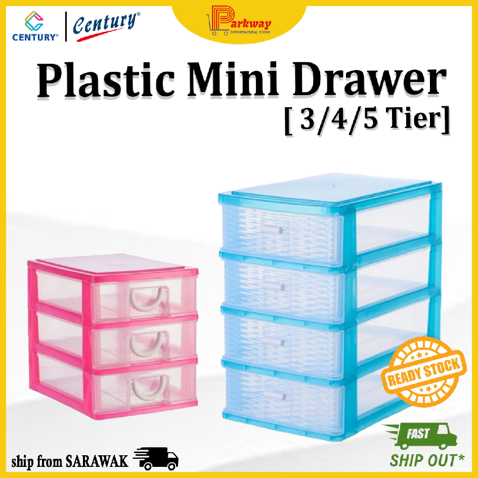 [EAST MSIA]Century Plastic Mini Drawer 3Tier - 5Tier Stackable Drawer ...
