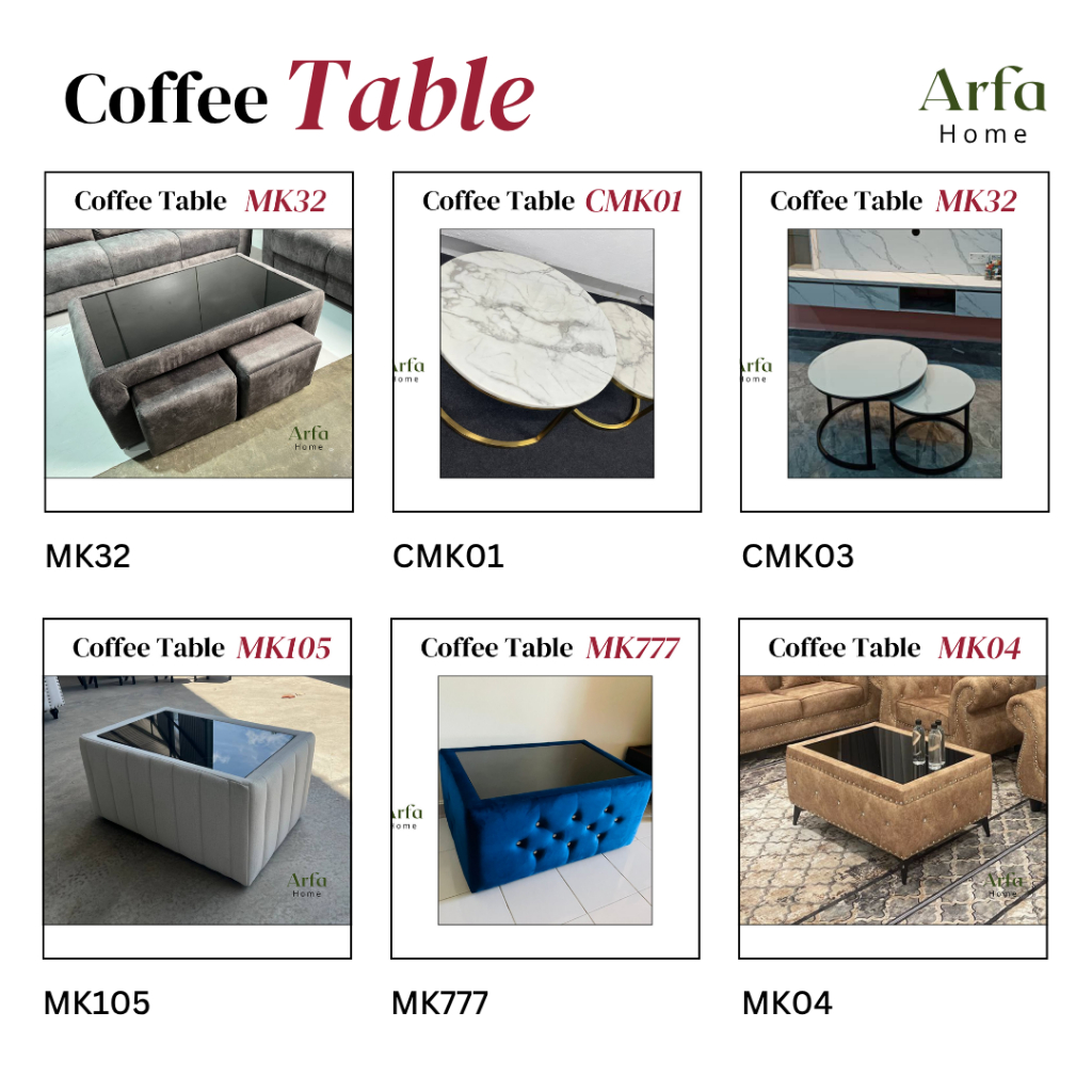 Meja kopi Coffee Table with 2 Stool Tempered glass Coffee Table Solid ...