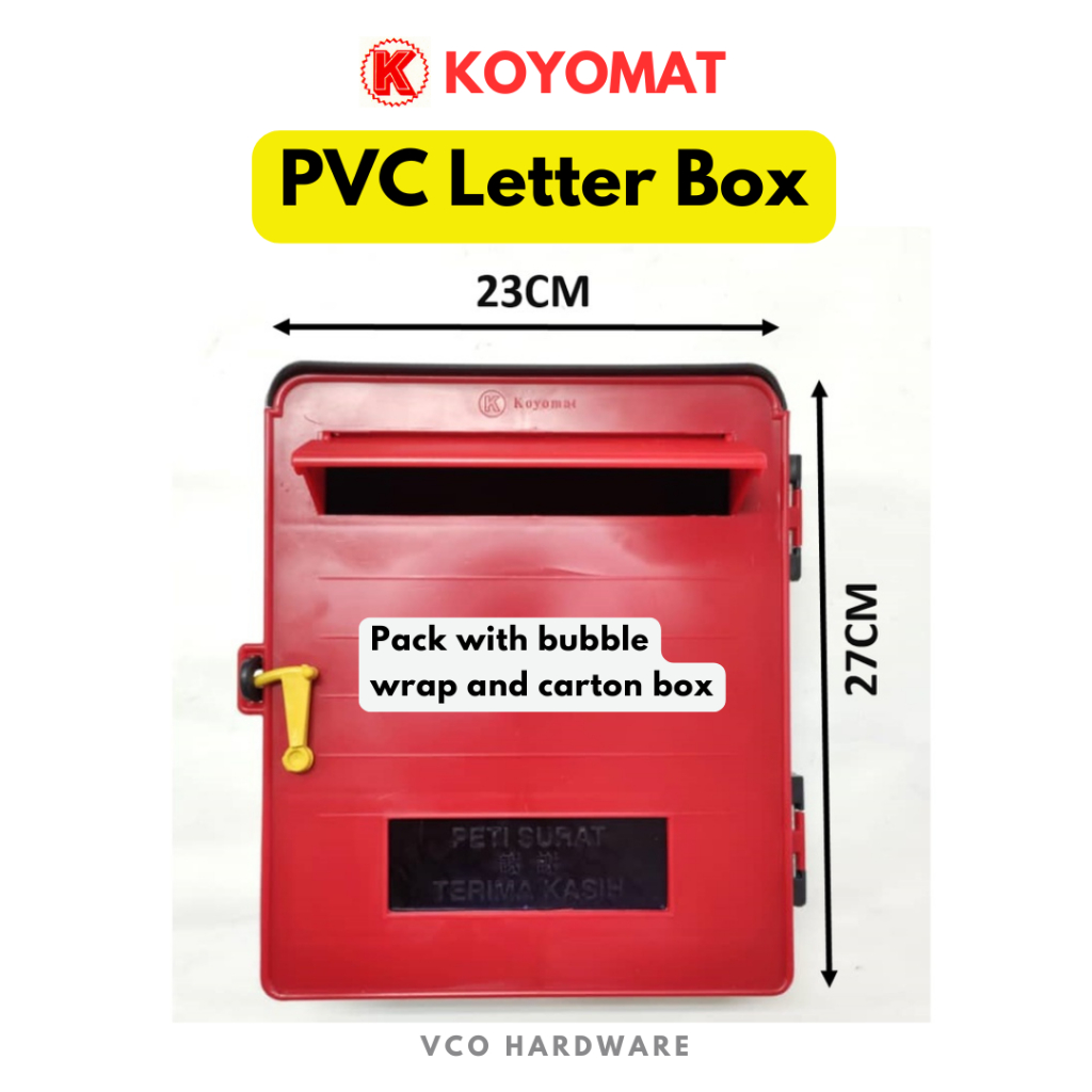 Koyomat PVC Letter Box/ Post Letter Box/ Mailbox/ Red Colour / Peti ...