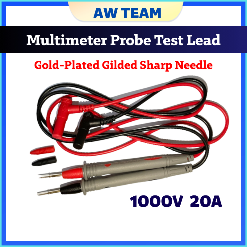 Multimeter Probe Test Lead 1000V 20A Gold-Plated Special Pip 特尖万用表笔 ...