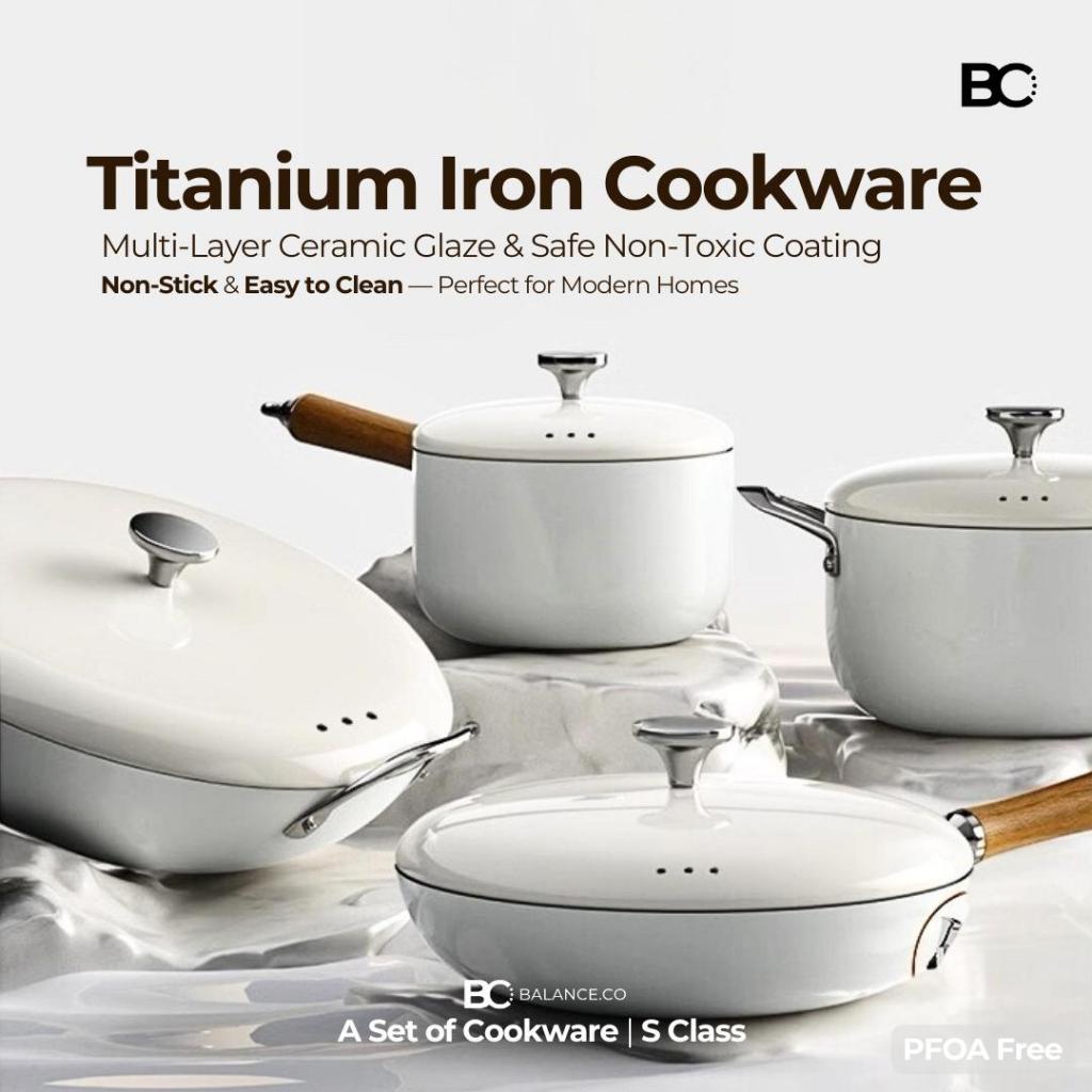 Balance.co Titanium Iron Cookware Frying Pan Stew Pot Non Stick PFOA ...