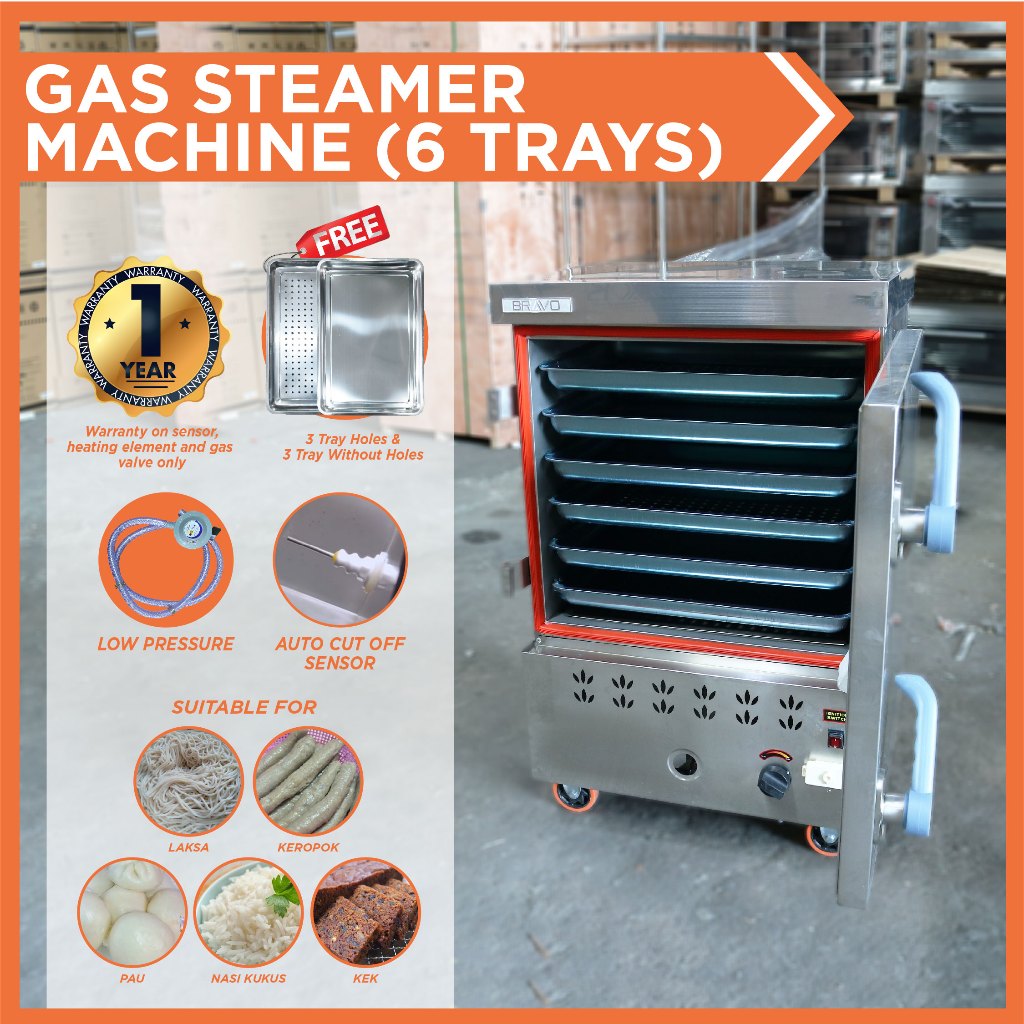 Bravo [6 Tray] Gas Rice Steamer Commercial Machine 6 Stage Steaming ...
