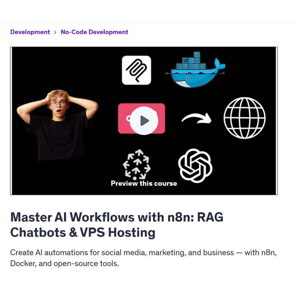 Ai n8n Video Course-Master AI Workflows with n8n: RAG Chatbots & VPS ...