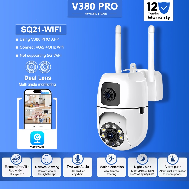 V380 Pro Dual Lens SQ21 CCTV Camera IP Security Needed Wireless indoor ...