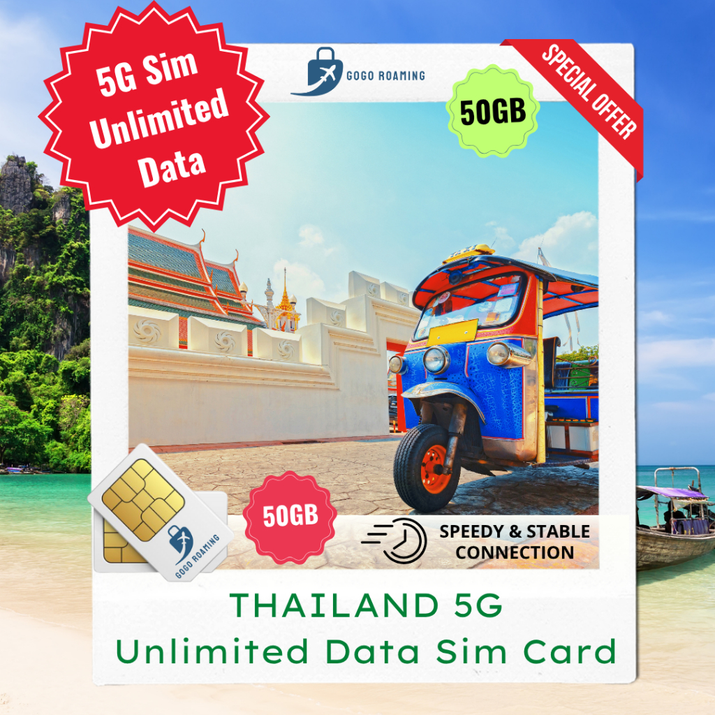 5G Thailand Sim Card (15GB/50GB) Unlimited Roaming Data Sim Card l GoGo ...