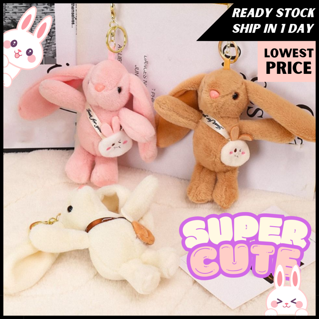 Rabbit Fluffy Plush Keychain Bunny Cute Cartoon for kids Birthday Gift ...