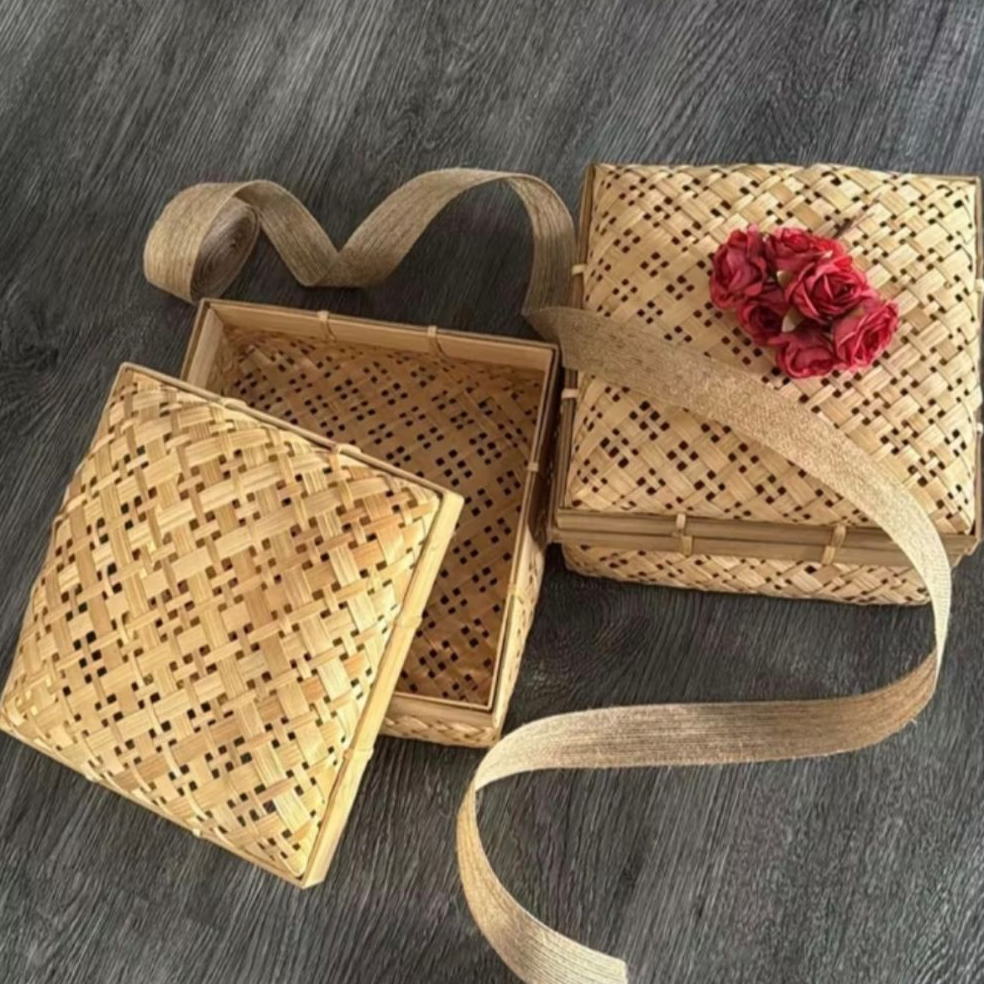 [Cheerfulbee] Handmade Bamboo Stacking Boxes Bamboo Natural Woven ...