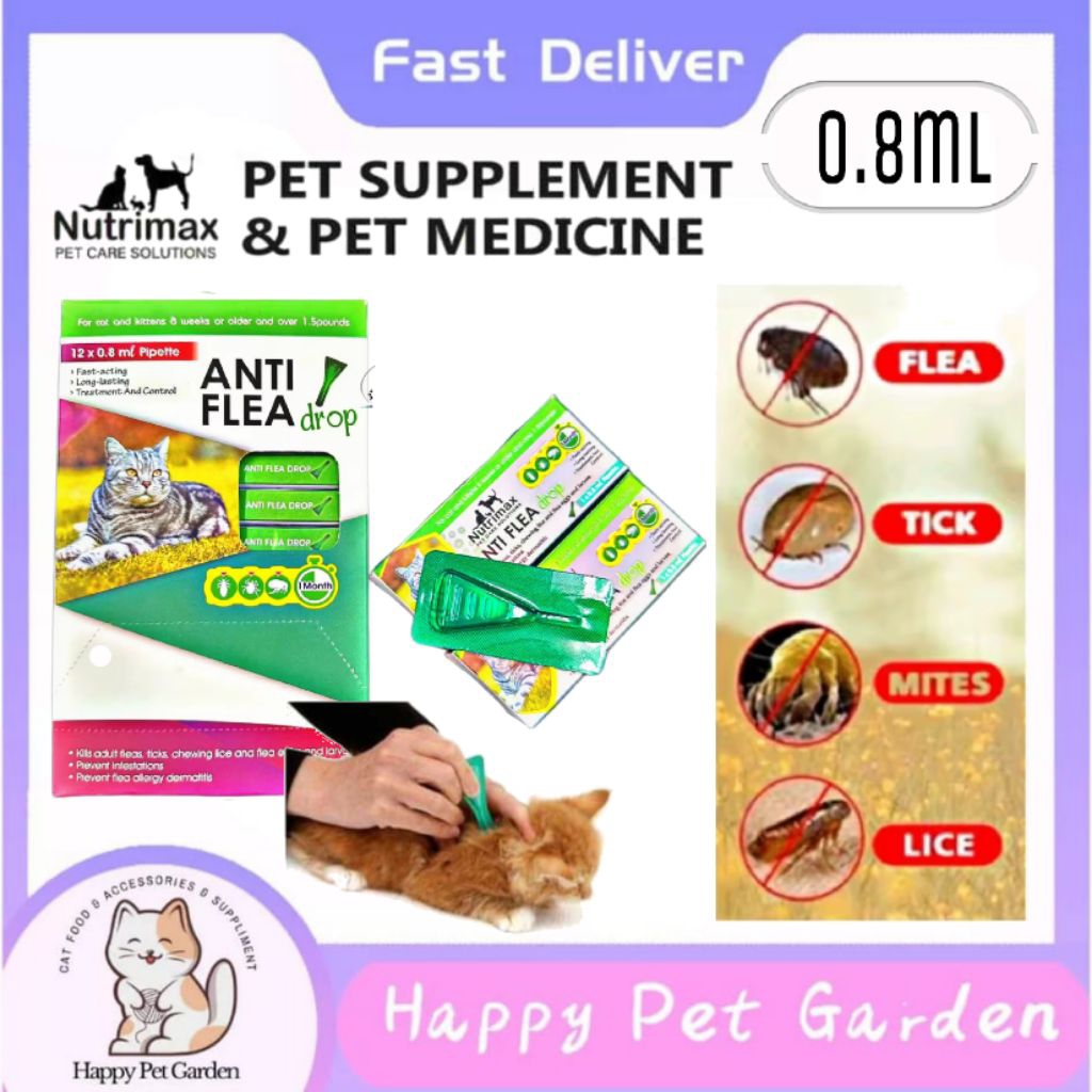 Nutrimax Anti Flea Drop (1 x 0.8ml Pipette) For Cats & Kitten /Ubat ...