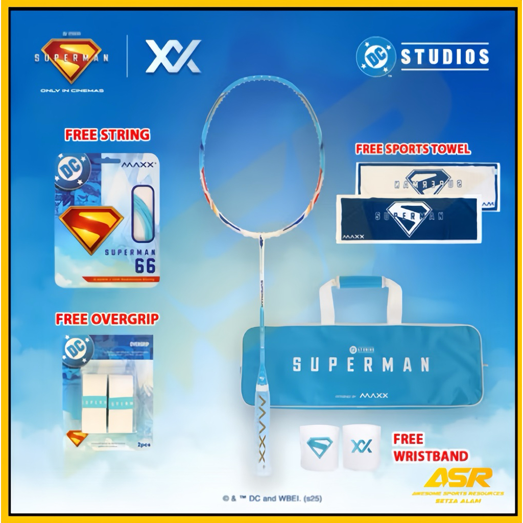 MAXX Superman Badminton Racket - Superman Last Son of Krypton set ...