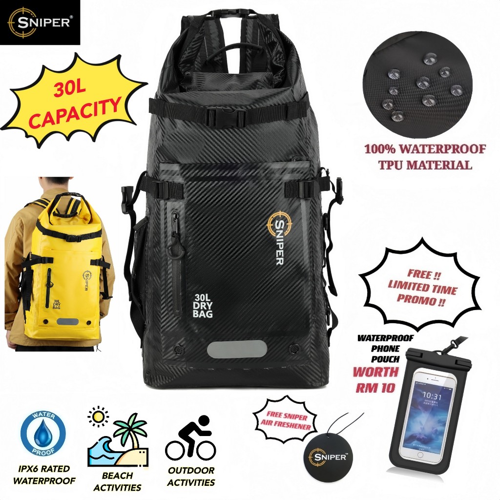 SP112) [IPX6 RATED] HIGH QUALITY LARGE 30L SNIPER WATERPROOF BACKPACK ...