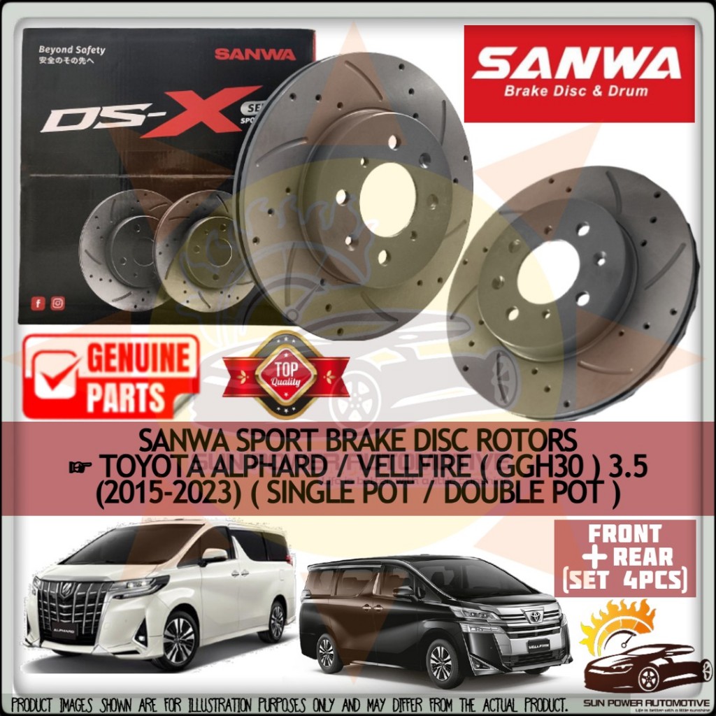 SANWA SPORT DRILLED SLOTTED Toyota Alphard / Vellfire GGH30 3.5 Brake ...
