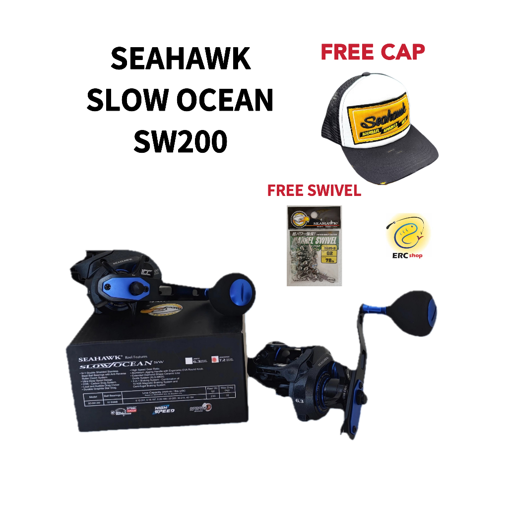 SEAHAWK SLOW OCEAN SW 200L 200HSL Overhead Baitcast Reel BC 200 ...