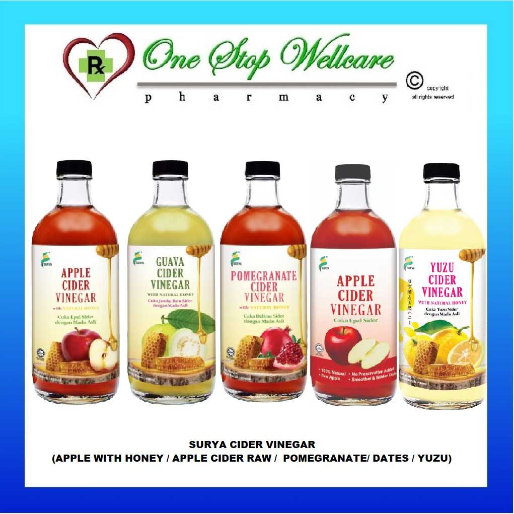 SURYA CIDER VINEGAR (APPLE WITH HONEY / APPLE CIDER RAW / POMEGRANATE ...