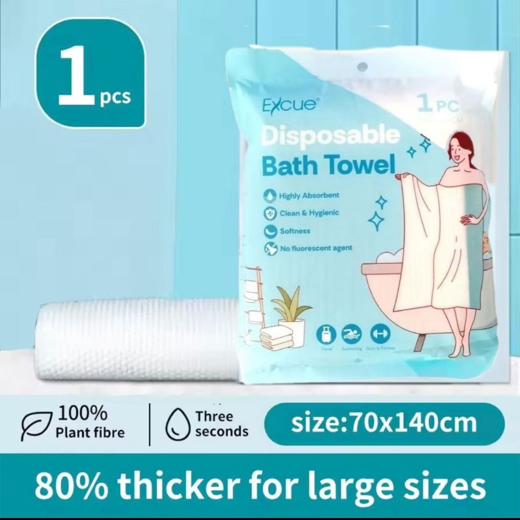 Disposable Bath Towel/Tuala Mandi Pakai Buang/Tuala Travel(140cmx70cm ...
