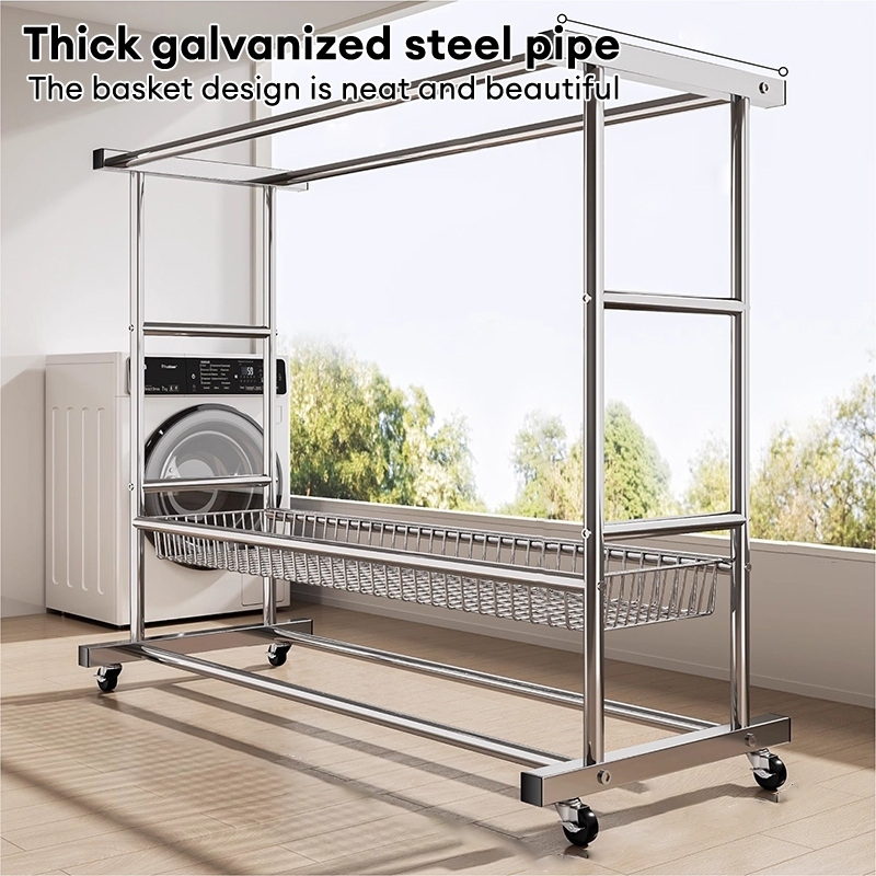 Ampaian Baju Galvanized Movable Clothes Drying Rack Clothes Rack Double ...