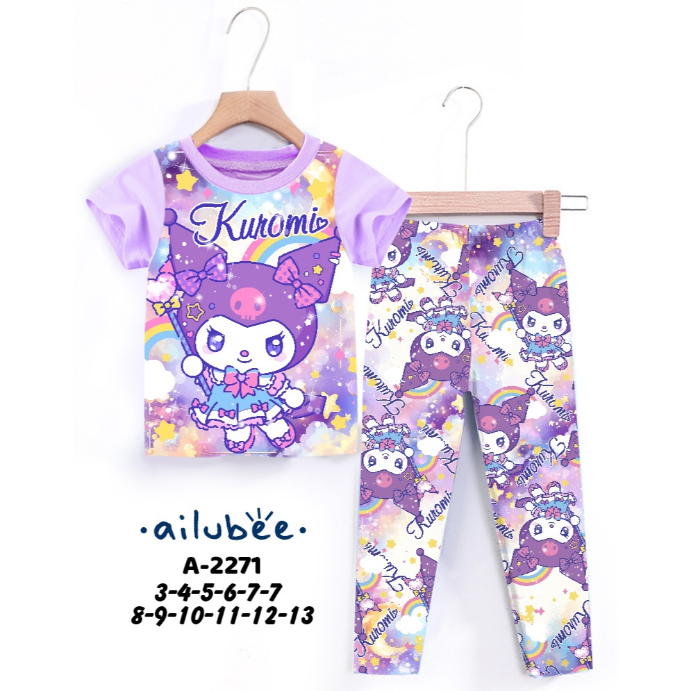 Ailubee Girl Pyjamas Kuromi Cinnamoroll Kitty Unicorn Baju Tidur kanak Kanak Shopee Malaysia