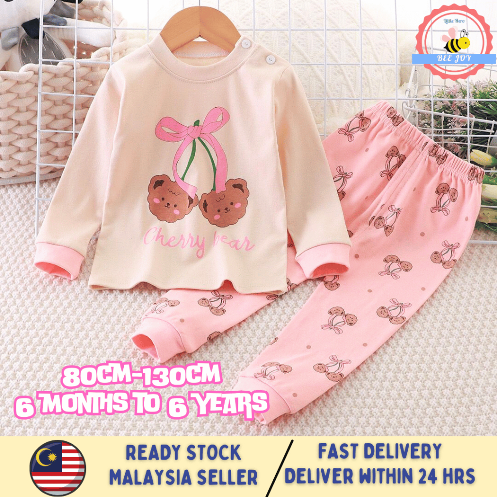 BEEJOY 1-6YO Kids Girl Cute Cartoon Cotton Pyjamas Set Sleepwear Long ...