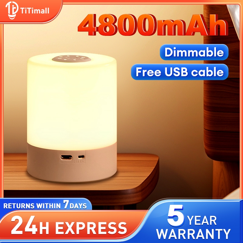 USB Touchable Night Light 3 Colors of Light Bedside Lamp Dimmable Touch ...