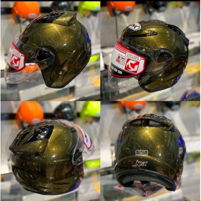 PREMIUM HELMET NHK R6 V2 SINGLE VISOR OPEN FACE(AMY GREENGLOSSY
