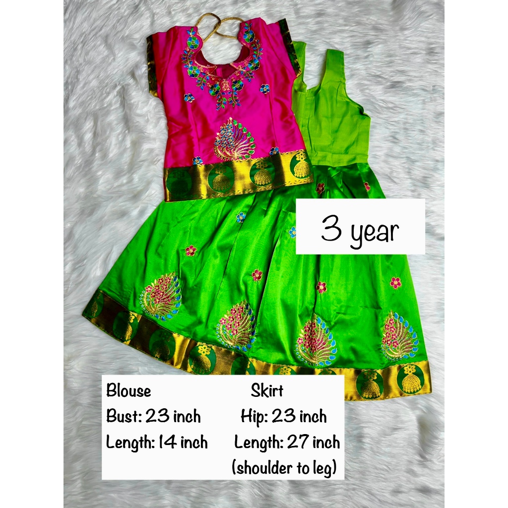 Stock Clearance Readymade Girls Pattu Pavadai Sattai Silk Pattu Pavadai Sattai Pathu Pavadai Shopee Malaysia