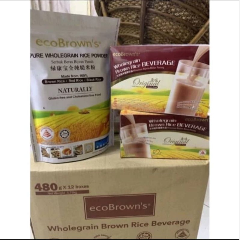 Ecobrown's Wholegrain Brown Rice Beverage 480g & Pure Wholegrain Rice ...